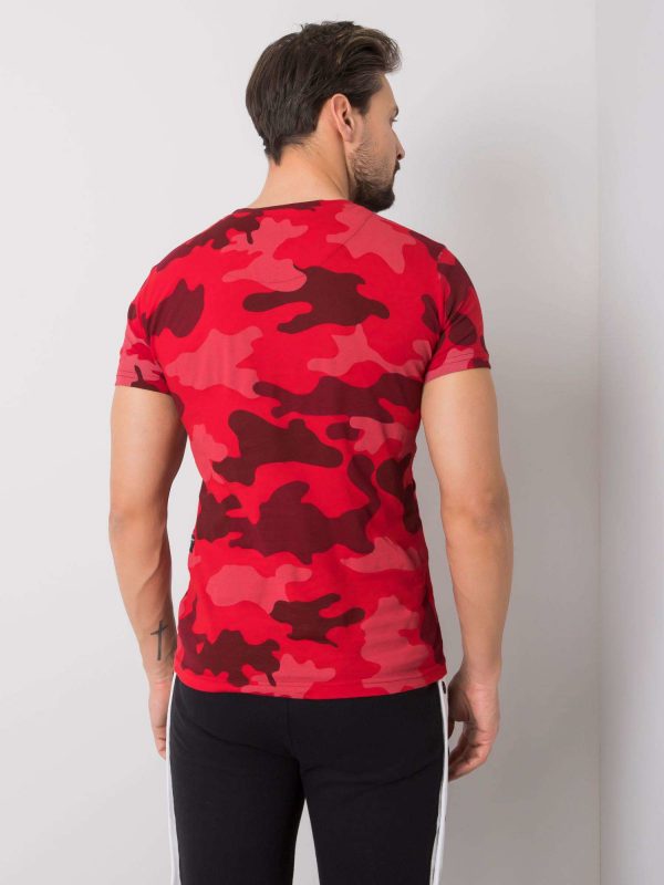 Red camo men's t-shirt with text print