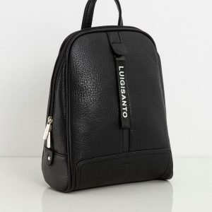 Black Women's Backpack with Decorative Zipper