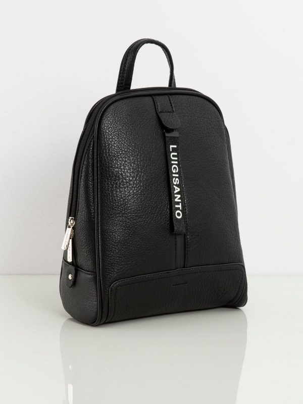 Black Women's Backpack with Decorative Zipper