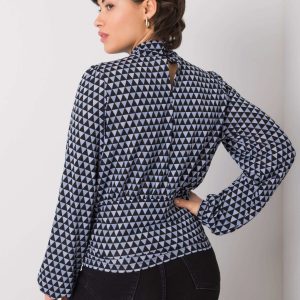 Black and blue blouse with patterns of Abriana RUE PARIS