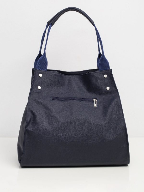 Navy blue faux leather handbag