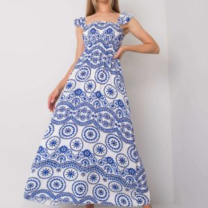 Tayla White and Blue Maxi Dress