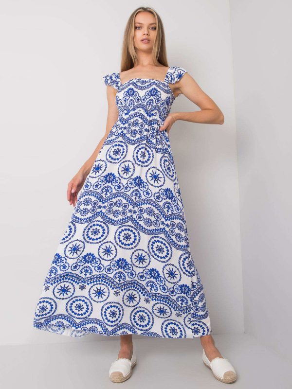 Tayla White and Blue Maxi Dress