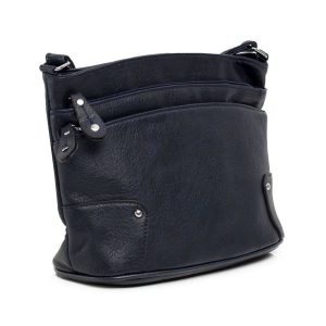 Navy blue eco leather handbag