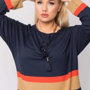 Navy blue plus size blouse Mireia