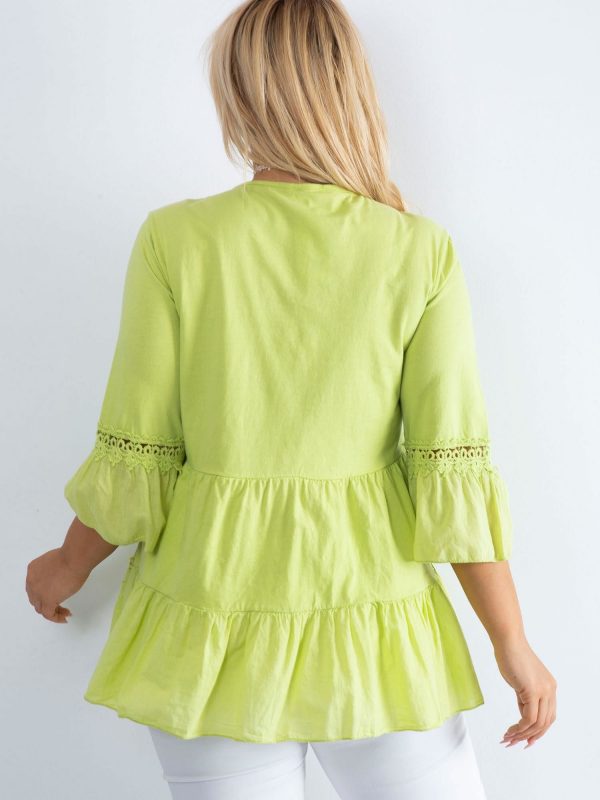 Light green boho tunic with frill PLUS SIZE