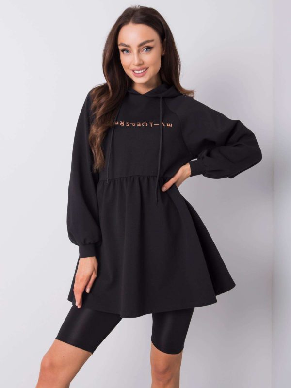 Black tunic with hood Eagle RUE PARIS