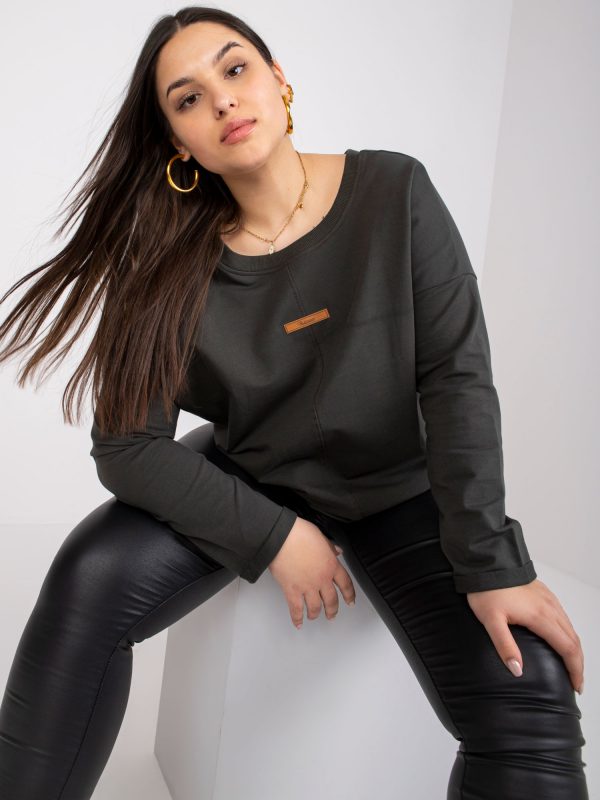 Khaki Sweatshirt Plus Size Long Sleeve Honorine