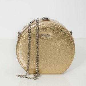 Gold Round Leather Handbag