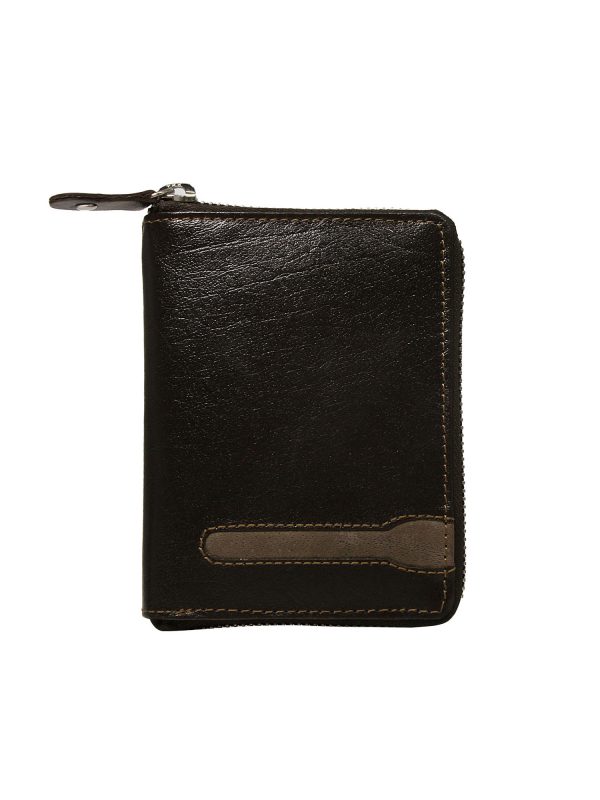 Brown Vertical Leather Men Wallet