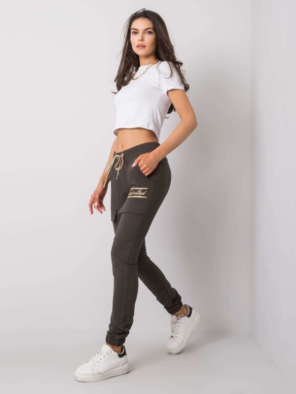 Dark khaki sweatpants with Althea pockets