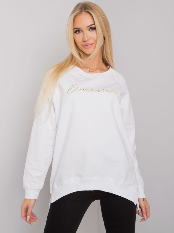 White sweatshirt for women with inscription Newcastle RUE PARIS