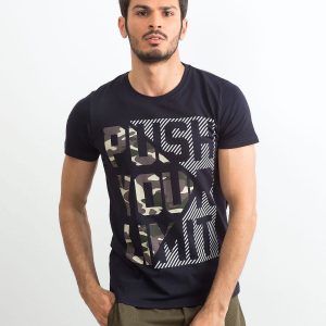 Navy Blue Men's T-Shirt with Print