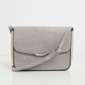 Grey Faux Leather Messenger Bag