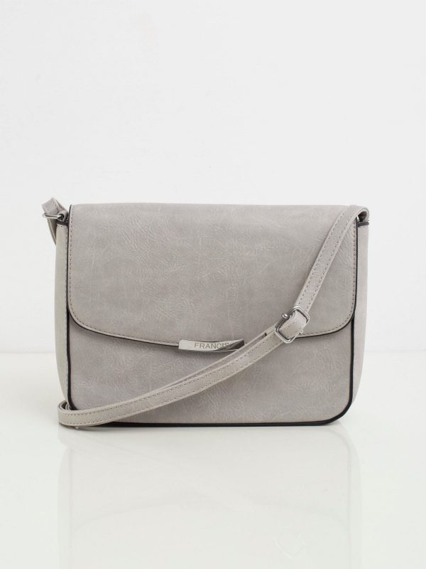 Grey Faux Leather Messenger Bag