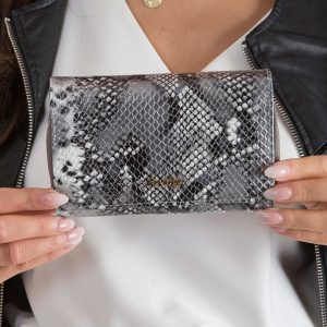 Silver Snake Pattern Leather Wallet