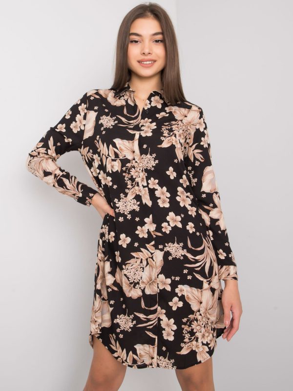 Black and beige dress with print Batesville RUE PARIS