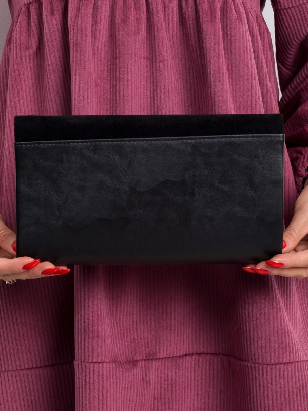 Black eco-leather clutch bag