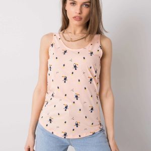 Salmon top with Sonja SUBLEVEL print