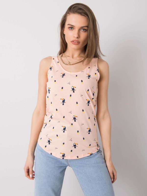 Salmon top with Sonja SUBLEVEL print