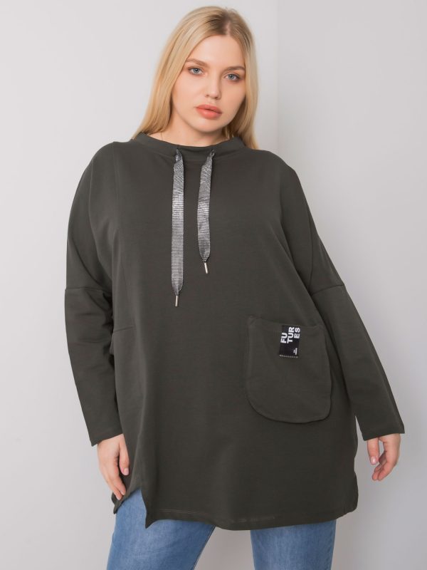 Dark khaki cotton tunic plus size Redmond