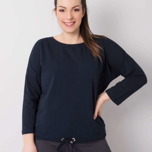 Navy blue plus size cotton blouse Sandy