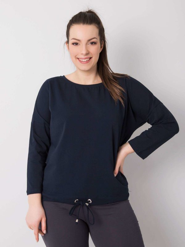 Navy blue plus size cotton blouse Sandy