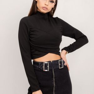 BSL Black Turtleneck Short Blouse