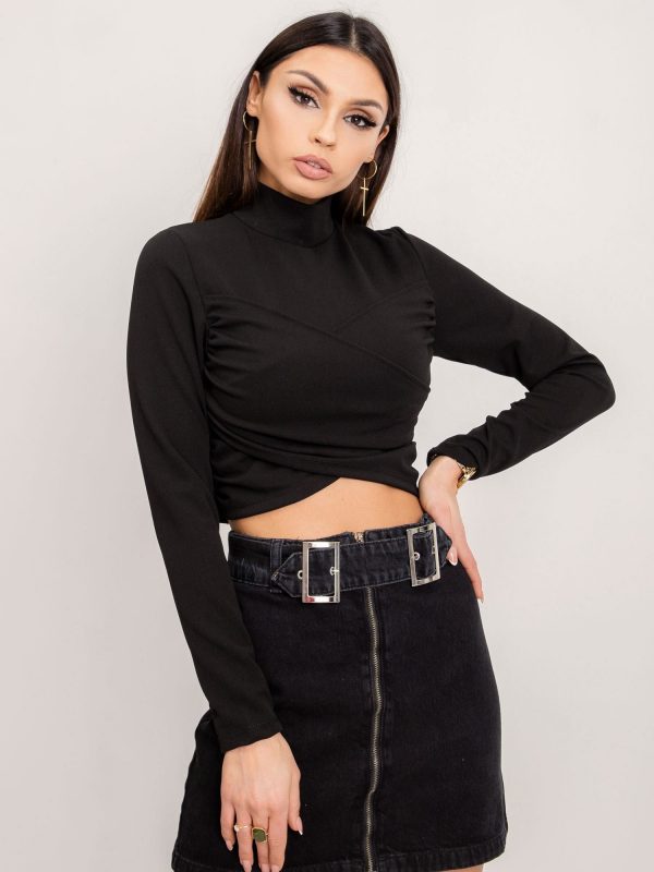 BSL Black Turtleneck Short Blouse