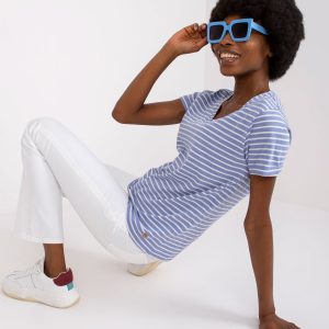 Light blue cotton T-shirt for women STITCH & SOUL