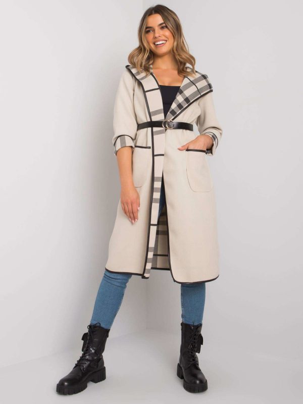 Beige coat with hood Latesha