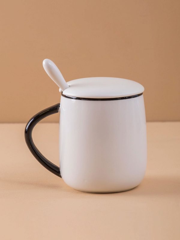 White Ceramic Mug With Lid