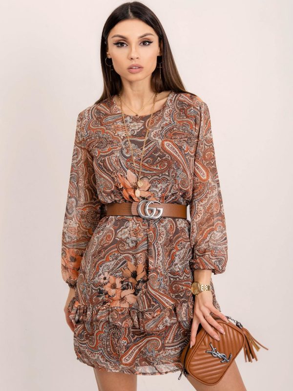 RUE PARIS Brown and beige Whitney dress