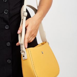 Yellow handbag with detachable strap