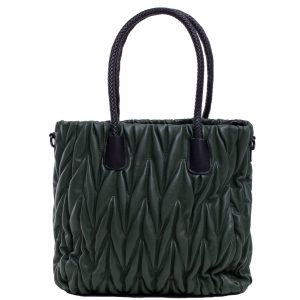 Dark Green Eco Leather Quilted Bag