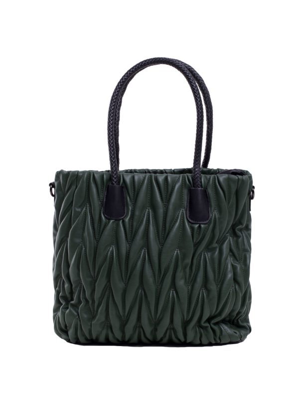 Dark Green Eco Leather Quilted Bag