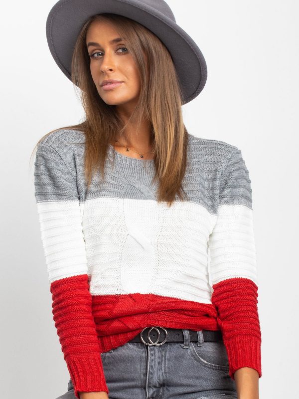 Grey-red women's sweater