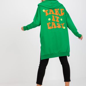 Green and orange long sweatshirt with print