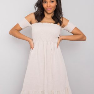 Beige dress with ruffle Pallavi RUE PARIS