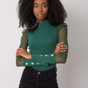 Dark green women's turtleneck blouse Donnah RUE PARIS