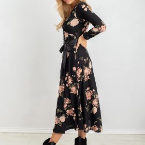 RUE PARIS Black and pink dress Evelyn