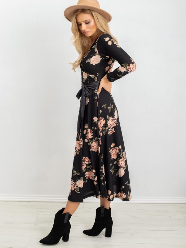 RUE PARIS Black and pink dress Evelyn