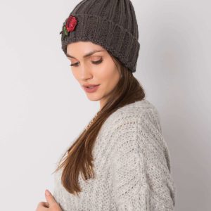 Dark Grey Winter Hat with Patch