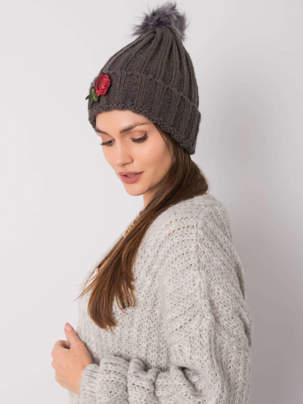 Dark Grey Winter Hat with Patch