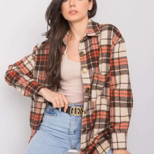 Beige and Orange Plaid Shirt Sanchia