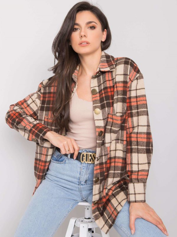 Beige and Orange Plaid Shirt Sanchia