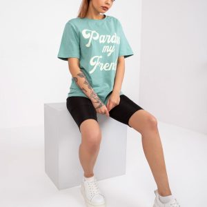 Jade Green Cotton Casual T-Shirt