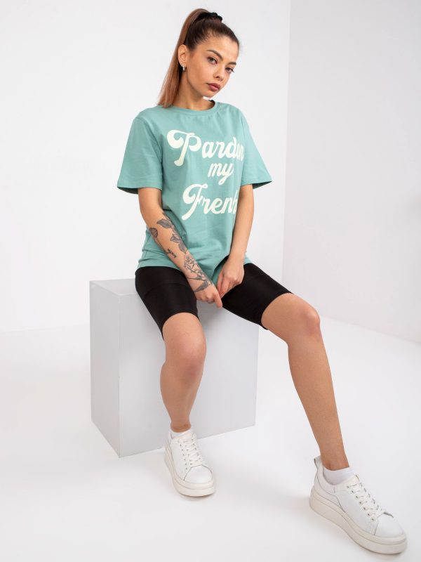 Jade Green Cotton Casual T-Shirt