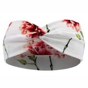 White headband for girl 6-9 years old with flowers