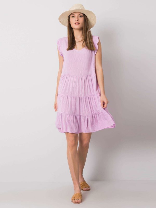 Lilac dress with ruffle by Gabriela